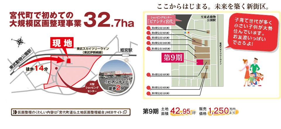 ここからはじまる。未来を築く新街区。大規模土地区画整理された整形地