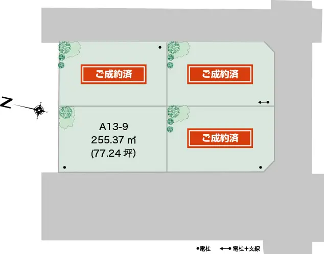 アルネットガーデンつくばかみかわ　南側4区画　全体区画図